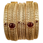 Antique classic finish kempu stone bangles
